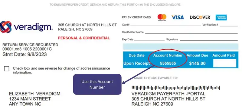Sample medical statement with the Account Number field circled to show where to find it