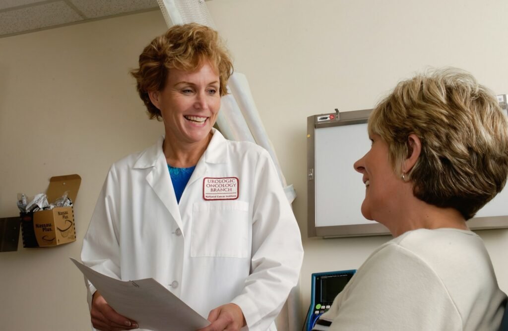 Doctor talking with a patient in a clinic